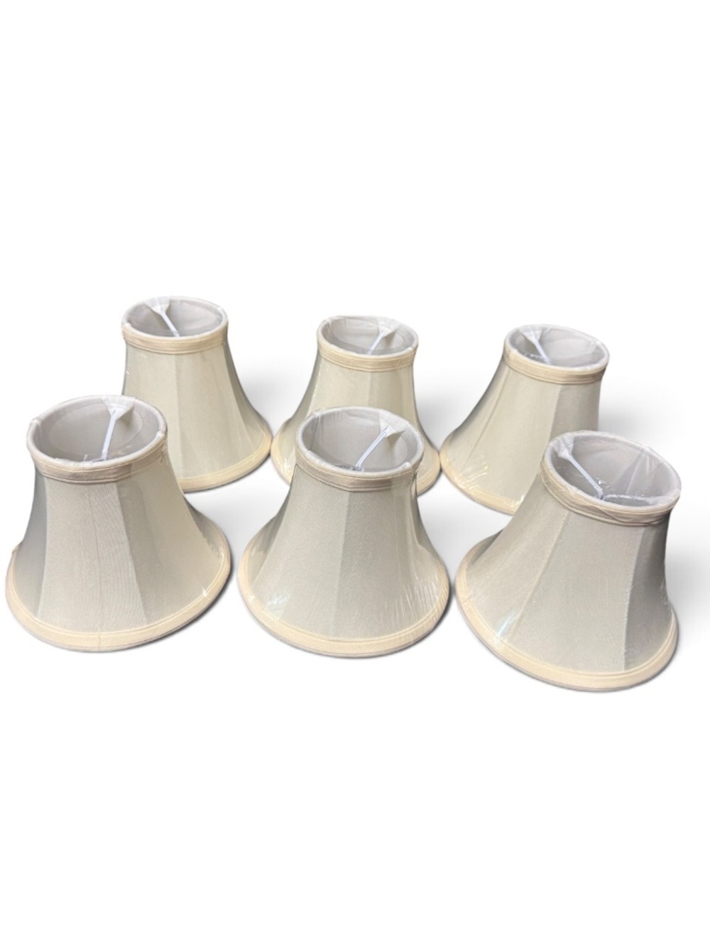 Set of 6 Ivory Clip-On Chandelier Lamp Shades 3x6x5 Bell Empire - Picture 9 of 13